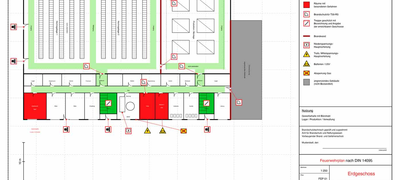 Feuerwehr Laufplan aus synthetischem Papier